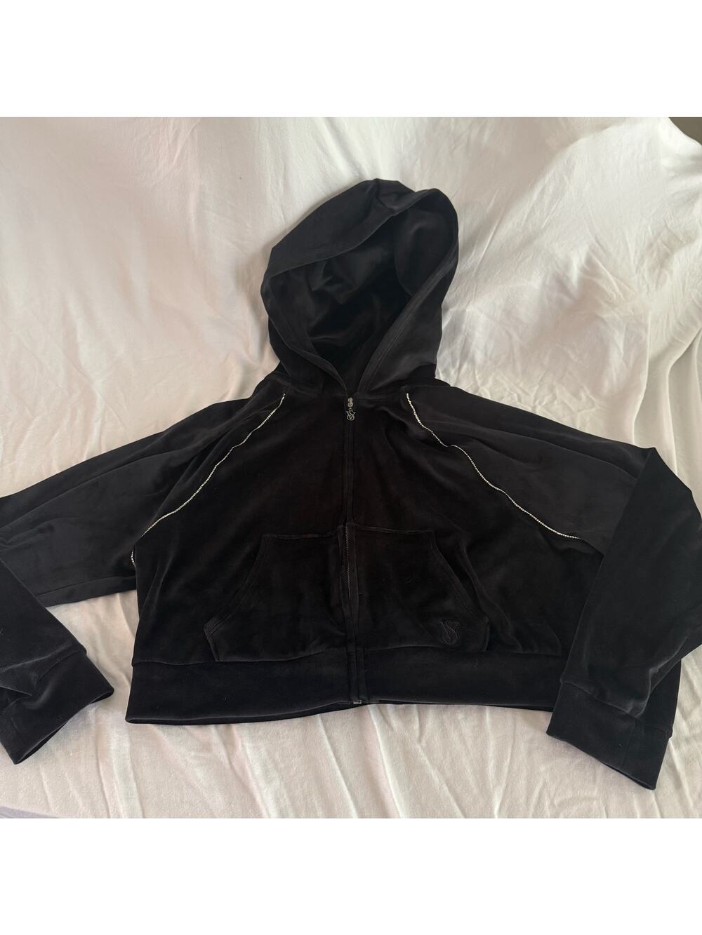 Vintage victoria's secret On Point Velour Crystal Hoodie track jacket size small